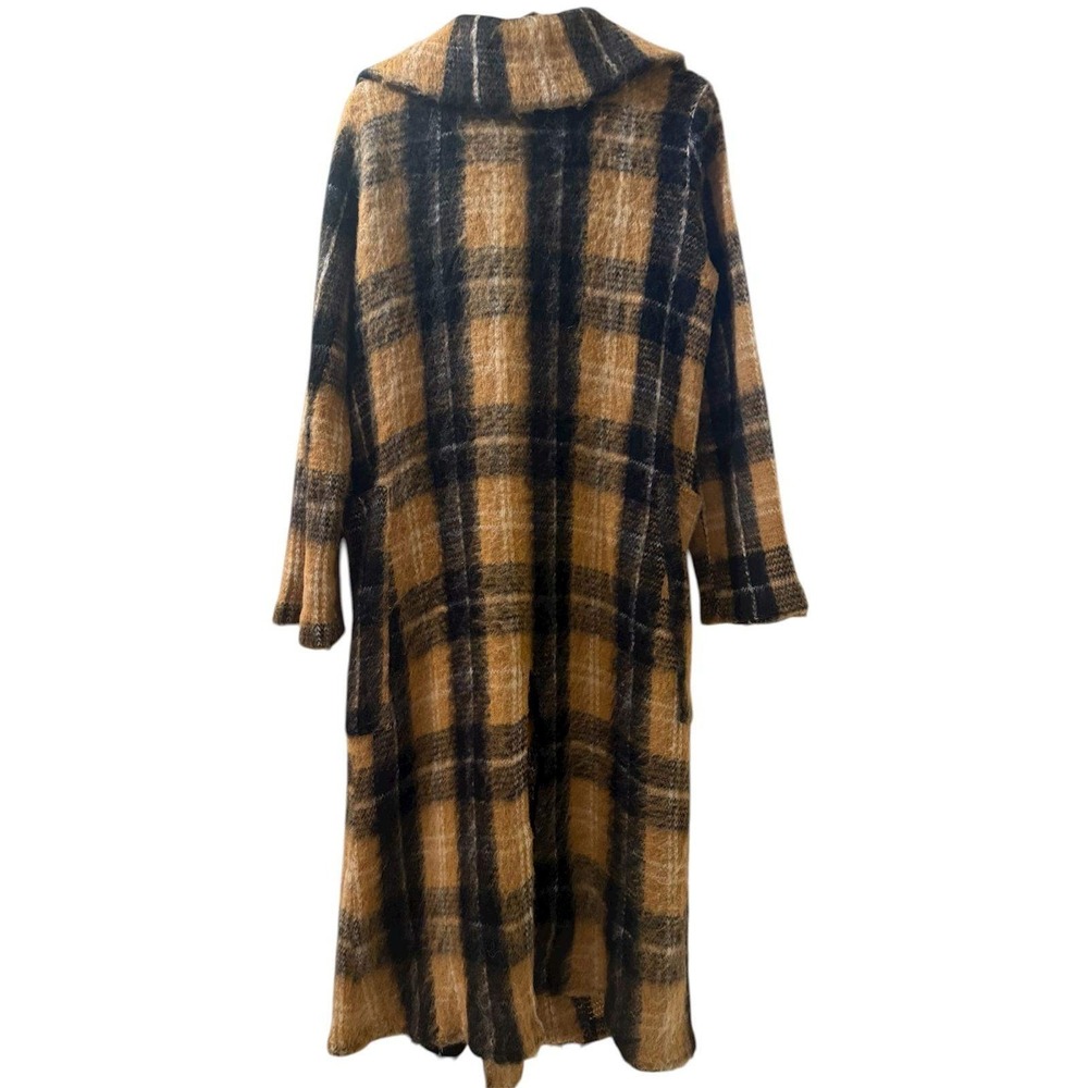 Free People Fine Line Plaid Wool Blend Duster Coat L‎ - Picture 3 of 8